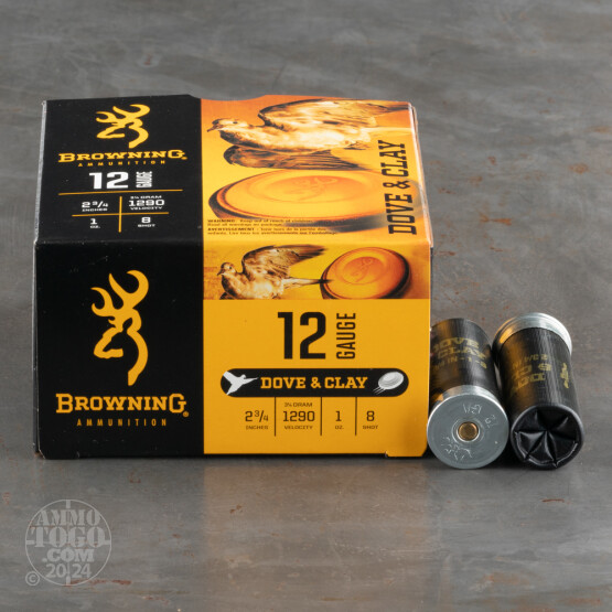 25rds – 12 Gauge Browning Dove & Clay 2-3/4" 1oz. #8 Shot Ammo