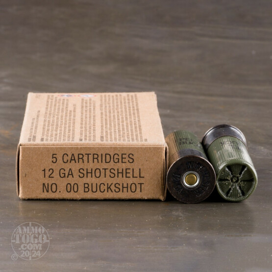 5rds – 12 Gauge Winchester Military Grade 2-3/4" 9 Pellet 00 Buckshot Ammo 