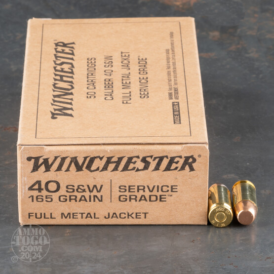 50rds – 40 S&W Winchester Service Grade 165gr. FMJ Ammo