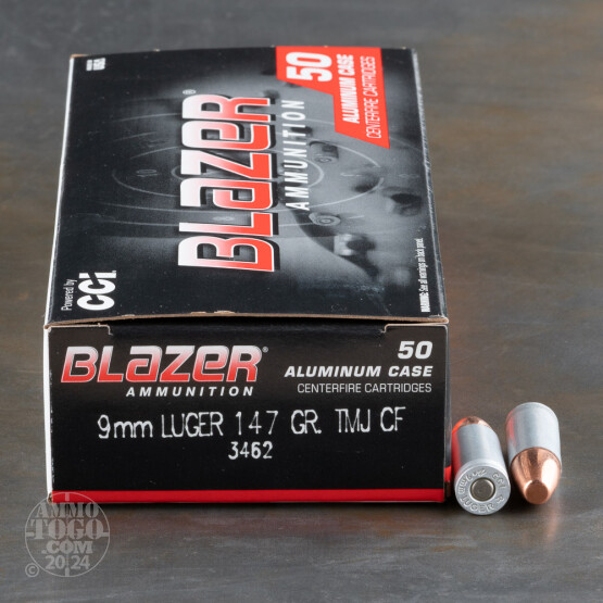 50rds – 9mm Blazer Clean-Fire 147gr. TMJ Ammo