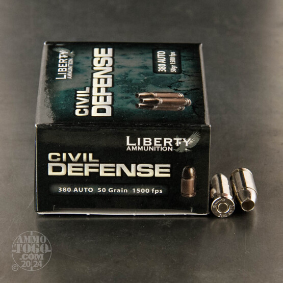 20rds - 380 Auto Liberty Civil Defense 50gr. SCHP Ammo