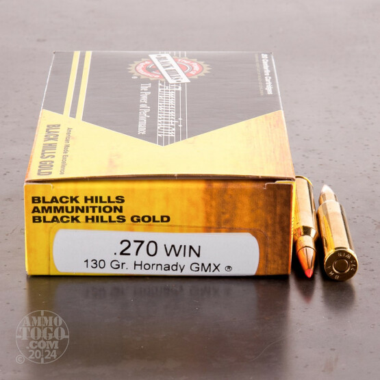 20rds - 270 Win. Black Hills Gold 130gr Hornady GMX Ammo