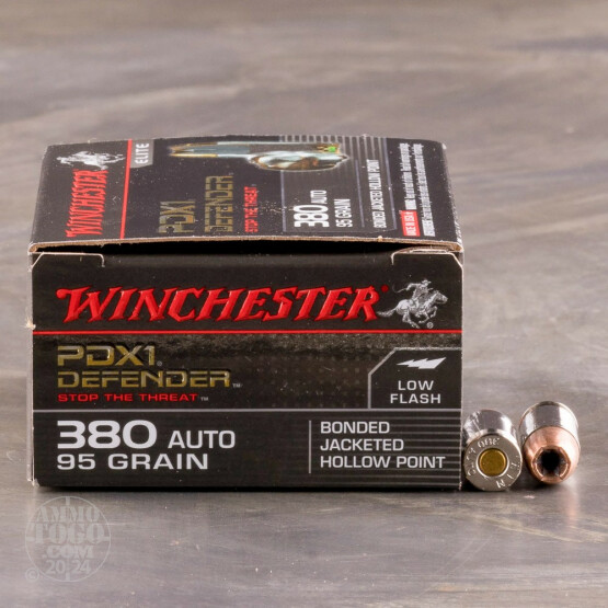 20rds – 380 Auto Winchester Defender 95gr. PDX1 Bonded JHP Ammo