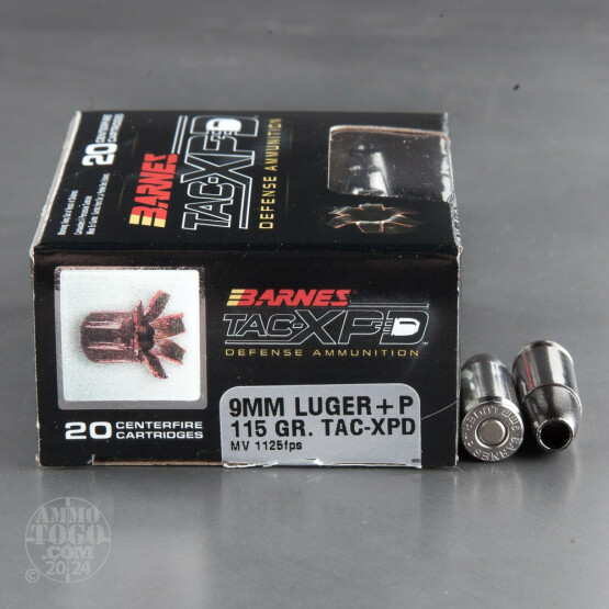 200rds – 9mm +P Barnes TAC-XPD 115gr. SCHP Ammo