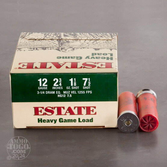 250rds – 12 Gauge Estate Heavy Game Load 2-3/4" 1-1/8oz. #7.5 Shot Ammo