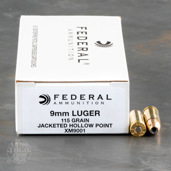 50rds - 9mm Federal 115gr. JHP Ammo