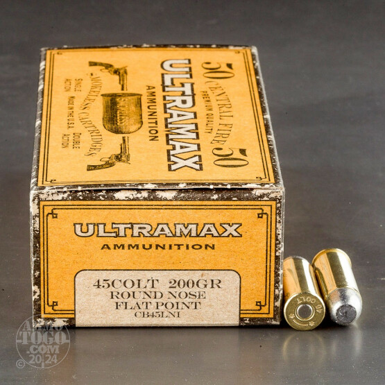 50rds - 45 Long Colt Ultramax 200gr. Round Nose Flat Point Ammo