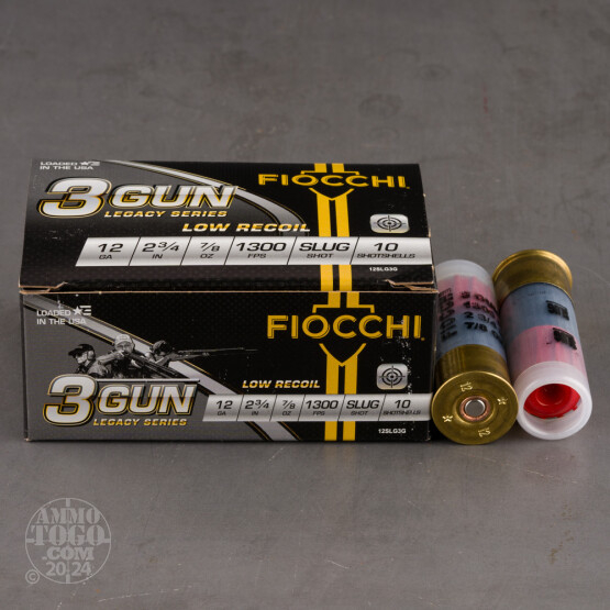 250rds – 12 Gauge Fiocchi 3 Gun Match 2-3/4" 7/8oz. Rifled Slug Ammo