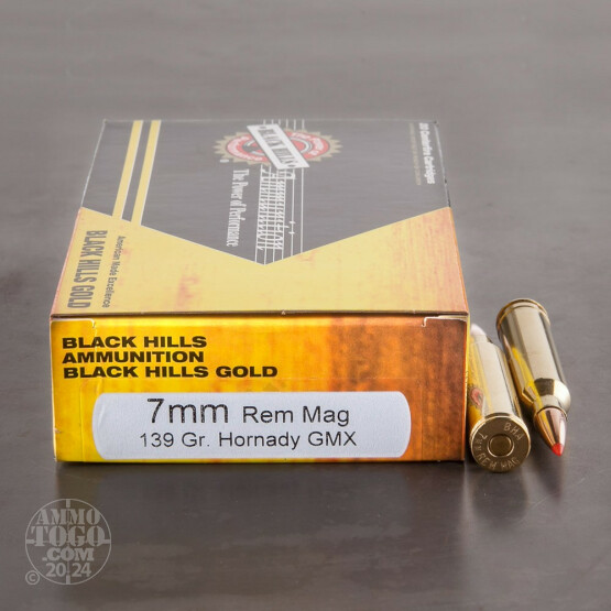 20rds - 7mm Rem Mag Black Hills Gold 139gr. Hornady GMX Ammo