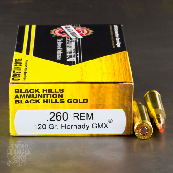 20rds – 260 Rem Black Hills Gold 120gr. GMX Ammo