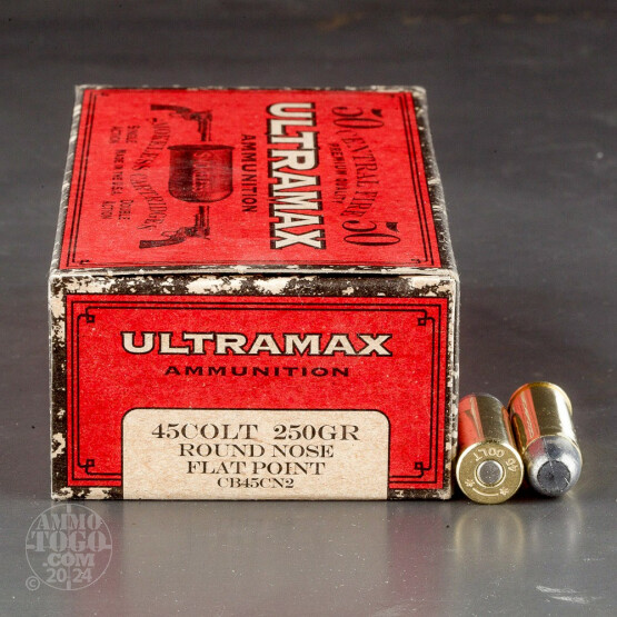250rds - 45 Long Colt Ultramax 250gr. Round Nose Flat Point Ammo