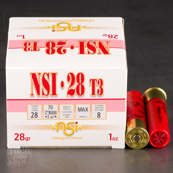 25rds – 28 Gauge NobelSport 2-3/4" 1oz. #8 Shot Ammo