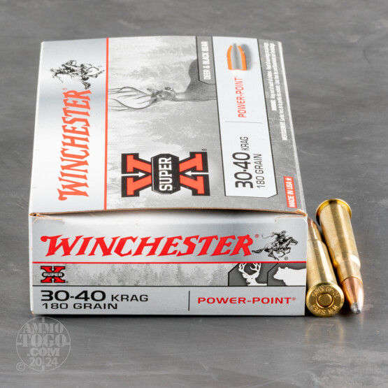 20rds - 30-40 KRAG  Winchester Super-X 180gr. Power Point Soft Point