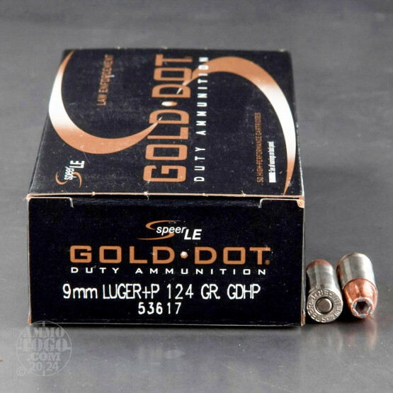 500rds - 9mm Speer LE Gold Dot 124gr. +P HP Ammo