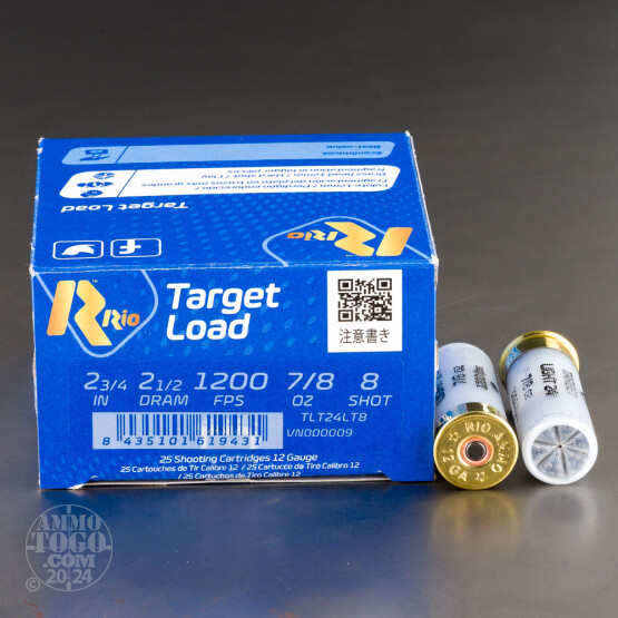 250rds – 12 Gauge Rio Target Load Light 2-3/4" 7/8oz. #8 Shot Ammo