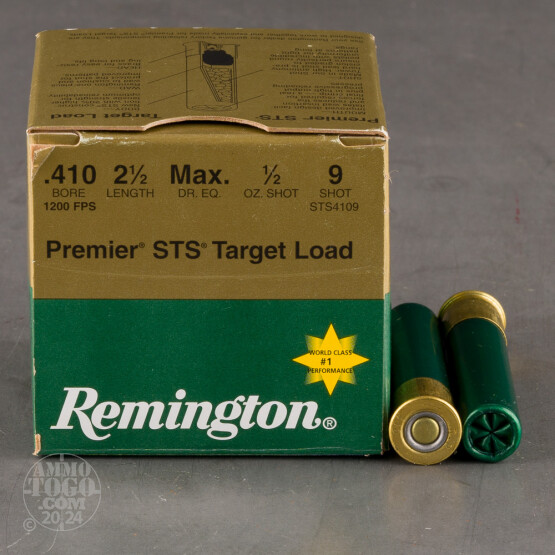 25rds – 410 Bore Remington Premier STS 2-1/2" 1/2oz. #9 Shot Ammo