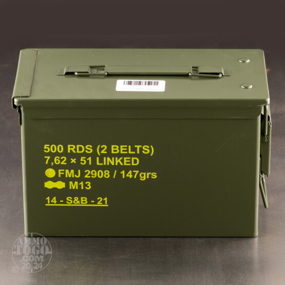 500rds – 7.62x51 Sellier & Bellot 147gr. FMJ M80 Linked Ammo