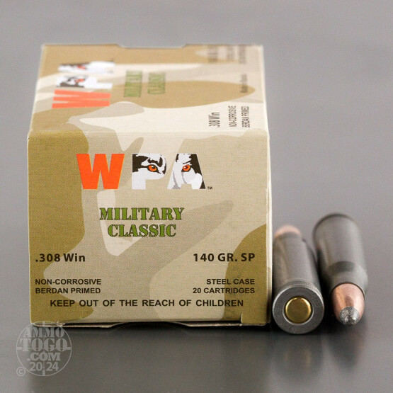 20rds – 308 Wolf WPA 140gr. Soft Point Ammo