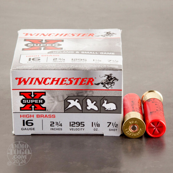 25rds - 16 Gauge Winchester Super-X 2 3/4" 3 1/4 Dram 1 1/8oz. #7 1/2 Shot Ammo
