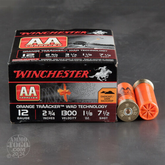 25rds – 12 Gauge Winchester AA TrAAcker Orange Wad 2-3/4" #7.5 Shot Ammo