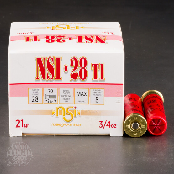 250rds – 28 Gauge NobelSport 2-3/4" 3/4oz. #8 Shot Ammo