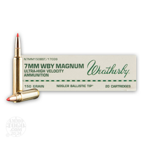 20rds - 7mm Weatherby Magnum 150gr. Nosler Ballistic Tip Ammo
