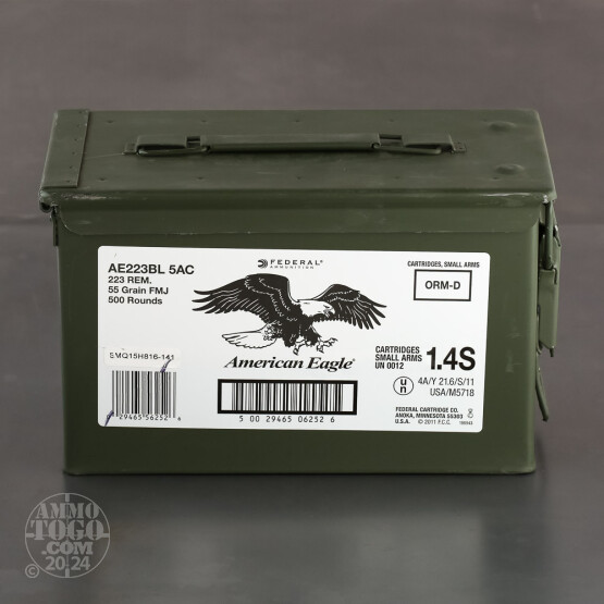 500rds - Federal American Eagle 223 Rem 55 Grain FMJ Ammo