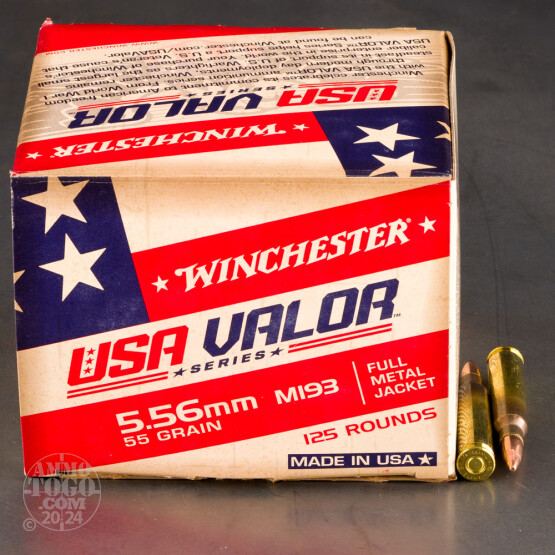 125rds – 5.56x45 Winchester USA VALOR 55gr. FMJ M193 Ammo