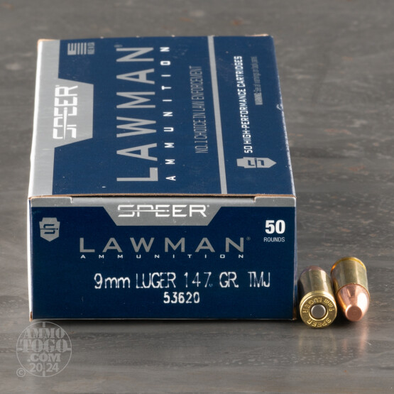 50rds - 9mm Speer Lawman 147gr. TMJ Ammo