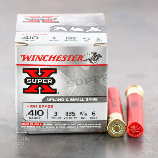 25rds – 410 Bore Winchester Super-X High Brass Game Loads 3" 11/16 oz. #6 Shot Ammo