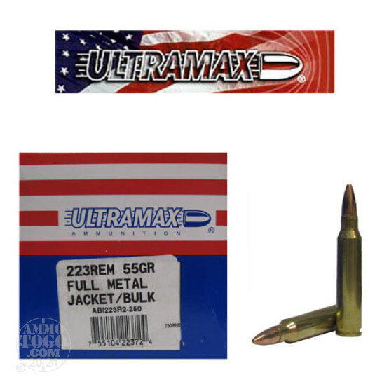 500rds - 223 Ultramax 55gr. FMJ Remanufactured Ammo
