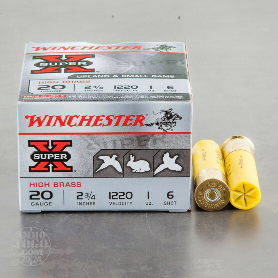 25rds - 20 Gauge Winchester Super-X High Brass Game Load 2 3/4" 1 oz. #6 Shot