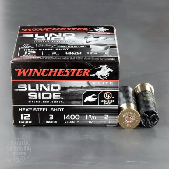 25rds – 12 Gauge Winchester Blind Side 3" 1-3/8oz. #2 Steel Ammo