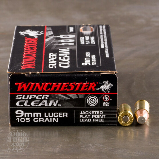 50rds - 9mm Winchester 105gr. Super Clean Non-Toxic JSP Ammo