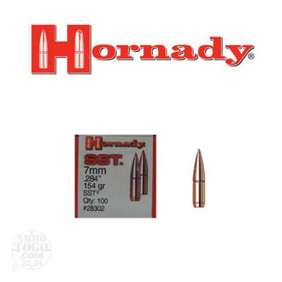 100pcs - 7mm Cal .284" Dia Hornady SST 154gr. Polymer Tip Bullets