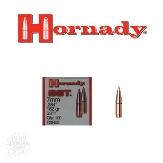 100pcs - 7mm Cal .284" Dia Hornady SST 162gr. Polymer Tip Bullets