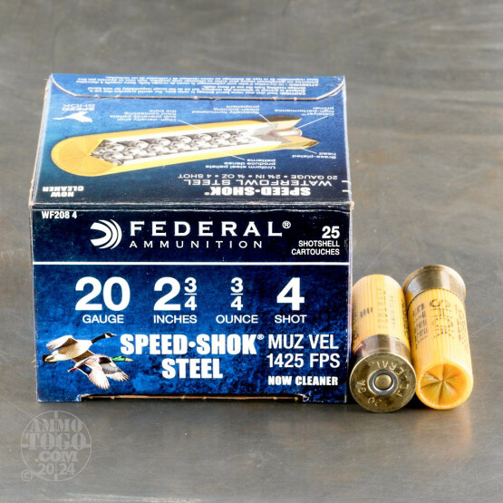 250rds – 20 Gauge Federal Speed-Shok 2-3/4" 3/4oz. #4 Steel Shot Ammo
