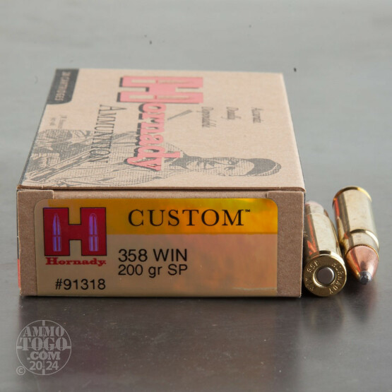 20rds - 358 Win. Hornady Custom 200gr. SP Ammo