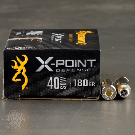20rds – 40 S&W Browning X-Point Defense 180gr. JHP Ammo