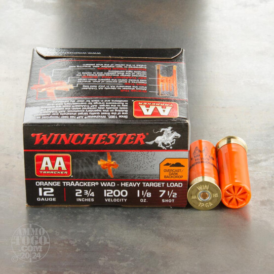 25rds - 12 Gauge Winchester AA TrAAcker Orange Wad 2-3/4" 1-1/8 Ounce #7.5 Shot Ammo