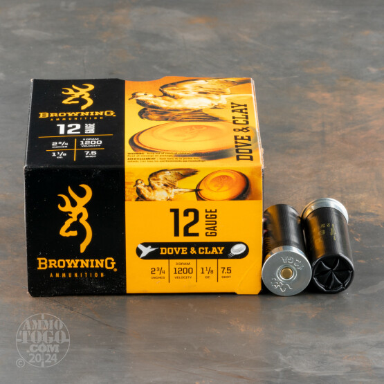 25rds – 12 Gauge Browning Dove & Clay 2-3/4" 1-1/8oz. #7.5 Shot Ammo