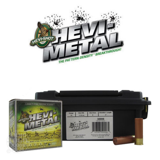 100rds - 12 Gauge Hevi-Shot Sport Pack Hevi-Metal Waterfowl 3" 1 1/4oz. #6 Shot Ammo in Polymer Ammo Can