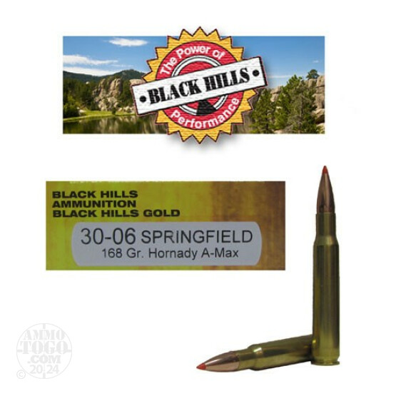 20rds - 30-06 Black Hills Gold 168gr. A-Max Polymer Tip Ammo
