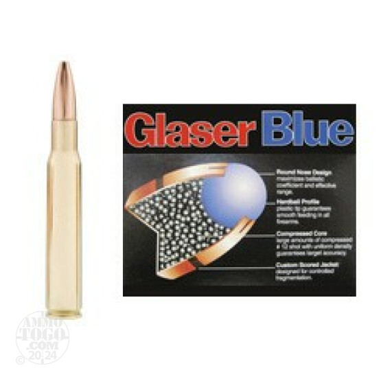 6rds - 30-06 Win Glaser Blue 130gr. Safety Slug Ammo