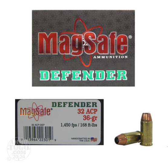 10rds - 32 Auto Magsafe 36gr. Defender HP Ammo
