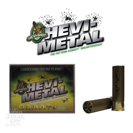 250rds - 12 Ga. Hevi-Shot 3 1/2" 1 1/2oz. Waterfowl #4 Hevi-Metal Ammo