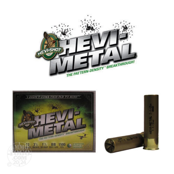 250rds - 12 Ga. Hevi-Shot 3 1/2" 1 1/2oz Waterfowl #BB Hevi-Metal Ammo