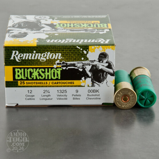 250rds – 12 Gauge Remington Express 2 3/4" 9 Pellet 00 Buckshot Ammo