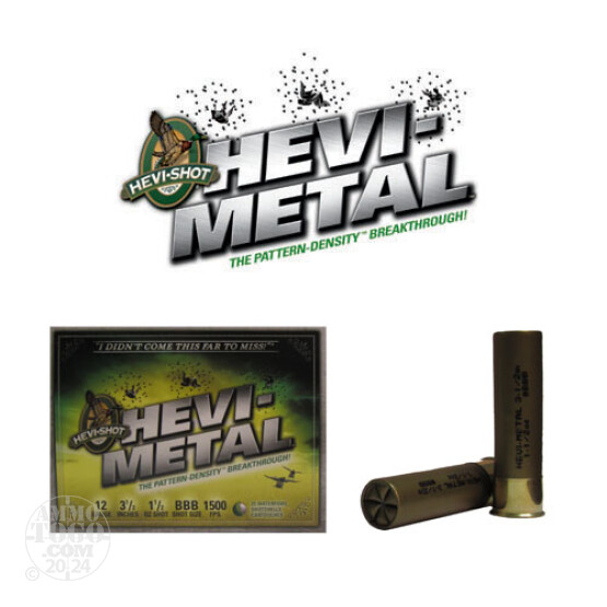 250rds - 12 Ga. Hevi-Shot 3 1/2" 1 1/2oz Waterfowl #BBB Hevi-Metal Ammo
