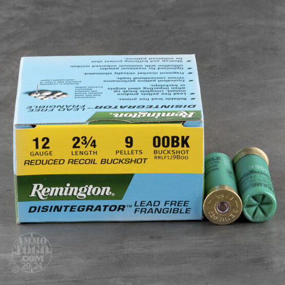 25rds - 12 Ga. Remington Disintegrator 2 3/4" Reduced Recoil LF Frangible 00 Buckshot Ammo